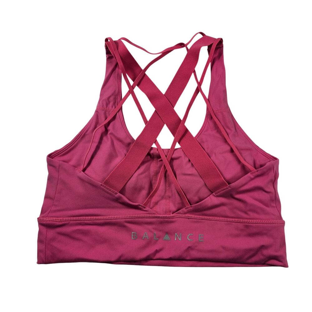 Hot pink padded balance athlwtics aura strappy sports bra full coverage sport M
